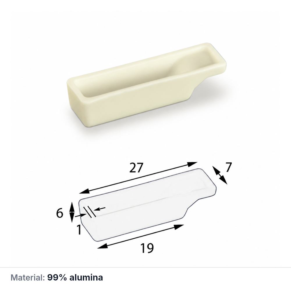 (MQABO009) Alumina Boat, 27 × 7 × 6 mm
