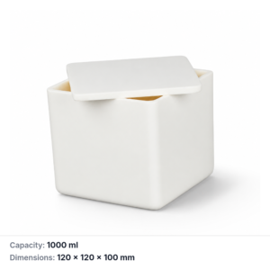 (MQABO017) Square Alumina Boat with Lid, 120 × 120 × 100 mm, 1000 mL