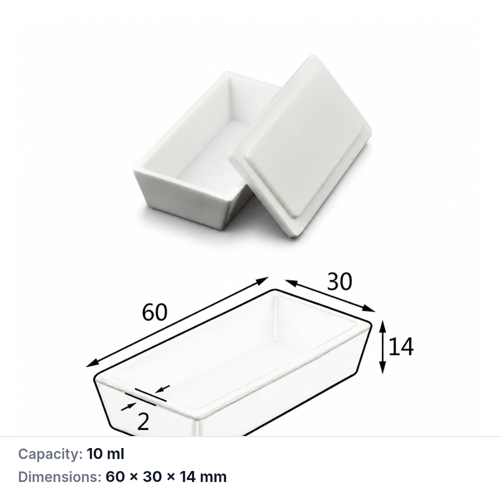 (MQABO019) Trapezoidal Alumina Boat with Lid, 60 × 30 × 14 mm, 10 mL