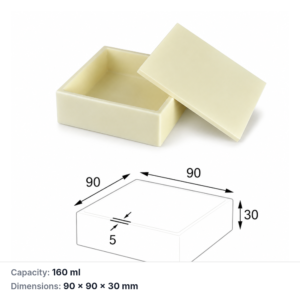 (MQABO025) Square Alumina Boat with Lid, 90 × 90 × 30 mm, 160 mL