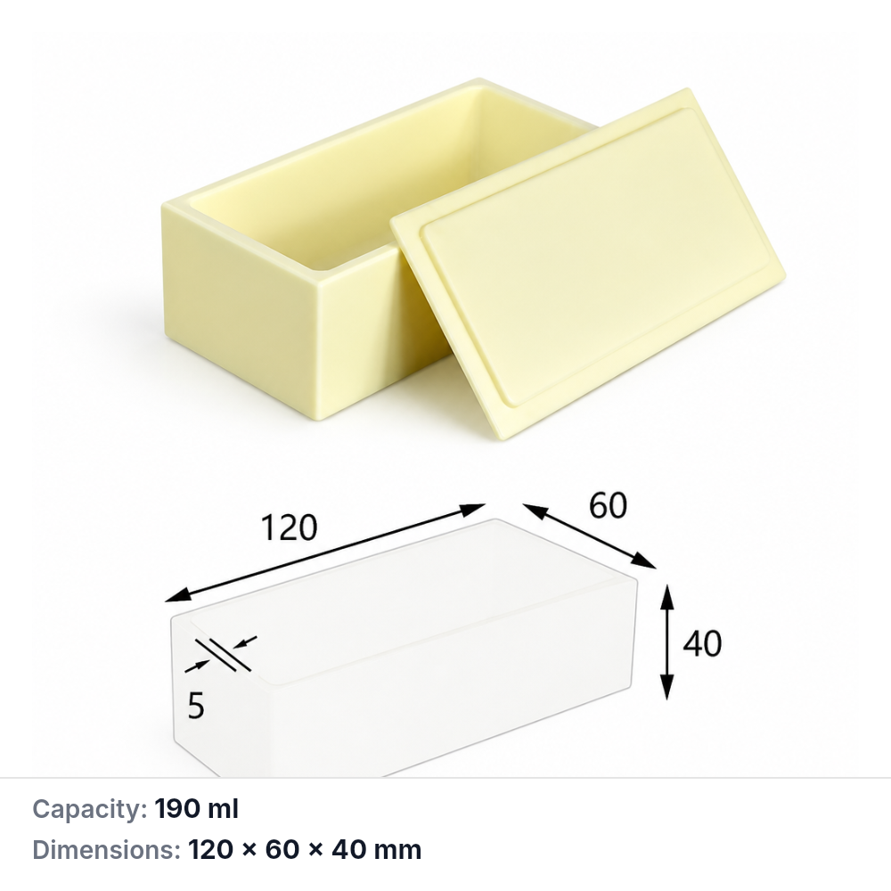 (MQABO026) Rectangular Alumina Boat with Lid, 120 × 60 × 40 mm, 190 mL