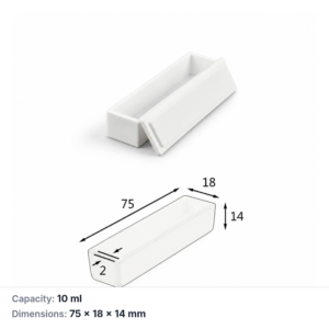 (MQABO035) Rectangular Alumina Boat with Lid, 75 × 18 × 14 mm, 10 mL