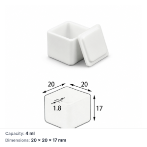 (MQABO048) Square Alumina Boat with Lid, 20 × 20 × 17 mm, 4 mL