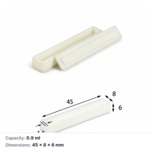 (MQABO063) Rectangular Alumina Boat with Lid, 45 × 8 × 6 mm, 0.9 mL
