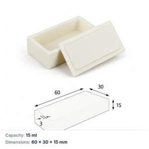 (MQABO066) Rectangular Alumina Boat with Lid, 60 × 30 × 15 mm, 15 mL