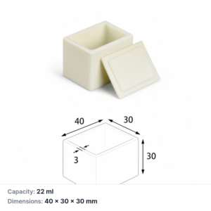 (MQABO068) Rectangular Alumina Boat with Lid, 40 × 30 × 30 mm, 22 mL