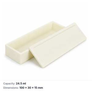 (MQABO071) Rectangular Alumina Boat with Lid, 100 × 30 × 15 mm, 24.5 mL