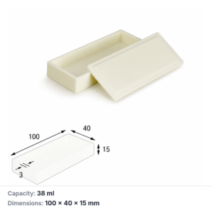 (MQABO072) Rectangular Alumina Boat with Lid, 100 × 40 × 15 mm, 38 mL