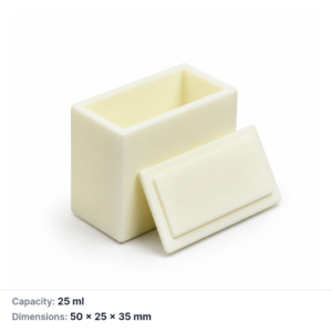 (MQABO082) Rectangular Alumina Boat with Lid, 50 × 25 × 35 mm, 25 mL