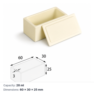 (MQABO088) Rectangular Alumina Boat with Lid, 60 × 30 × 25 mm, 28 mL