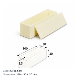 (MQABO098) Rectangular Alumina Boat with Lid, 100 × 30 × 30 mm, 56.5 mL
