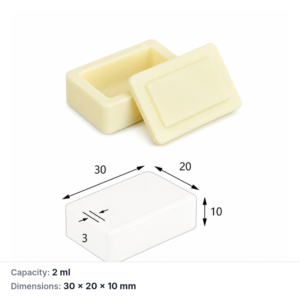 (MQABO106) Rectangular Alumina Boat with Lid, 30 × 20 × 10 mm, 2 mL