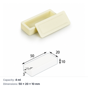(MQABO107) Rectangular Alumina Boat with Lid, 50 × 20 × 10 mm, 4 mL