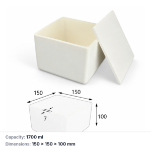 (MQABO111) Square Alumina Boat with Lid, 150 × 150 × 100 mm, 1700 mL