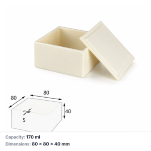 (MQABO112) Square Alumina Boat with Lid, 80 × 80 × 40 mm, 170 mL