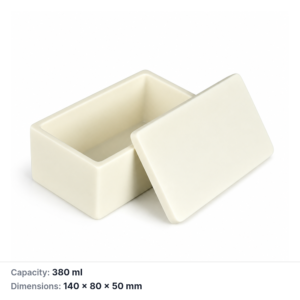 (MQABO116) Rectangular Alumina Boat with Lid, 140 × 80 × 50 mm, 380 mL