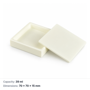 (MQABO117) Square Alumina Boat with Lid, 70 × 70 × 15 mm, 39 mL