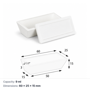 (MQABO120) Trapezoidal Alumina Boat with Lid, 60 × 25 × 15 mm, 9 mL