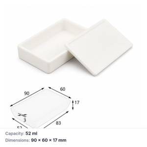 (MQABO122) Trapezoidal Alumina Boat with Lid, 90 × 60 × 17 mm, 52 mL