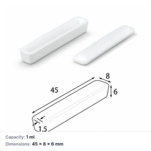 (MQABO132) Rectangular Alumina Boat with Lid, 45 × 8 × 6 mm, 1 mL