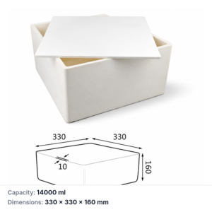 (MQABO135) Square Alumina Boat with Lid, 330 × 330 × 160 mm, 14000 mL