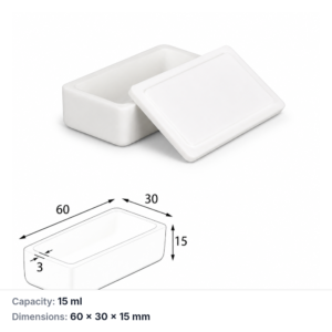 (MQABO136) Rectangular Alumina Boat with Lid, 60 × 30 × 15 mm, 15 mL