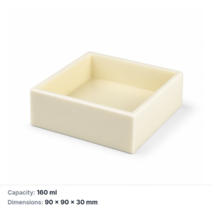 (MQABO146) Square Alumina Boat, 90 × 90 × 30 mm, 160 mL