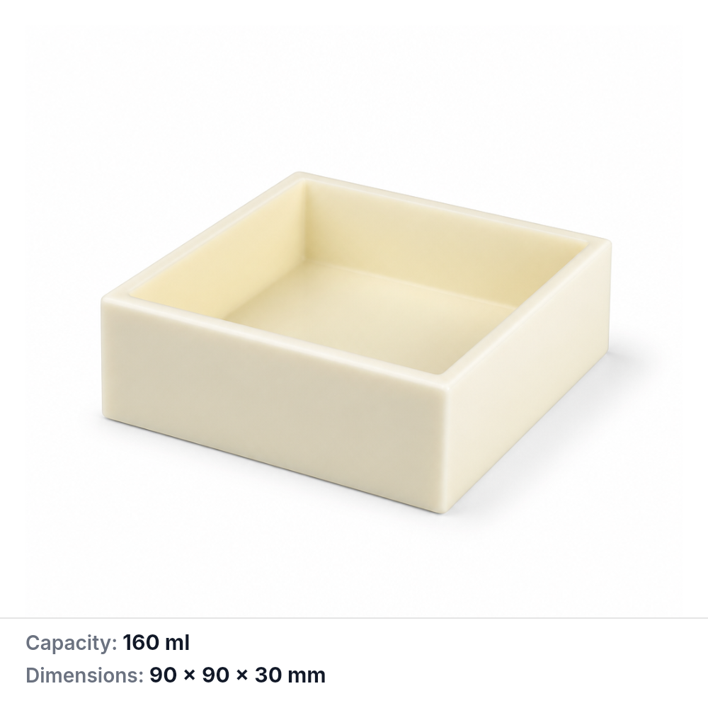 (MQABO146) Square Alumina Boat, 90 × 90 × 30 mm, 160 mL