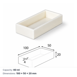 (MQABO180) Rectangular Alumina Boat, 100 × 50 × 20 mm, 60 mL