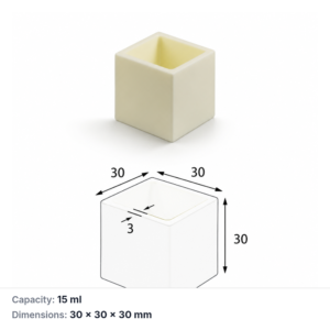 (MQABO188) Square Alumina Boat, 30 × 30 × 30 mm, 15 mL