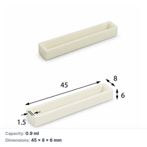 (MQABO189) Rectangular Alumina Boat, 45 × 8 × 6 mm, 0.9 mL