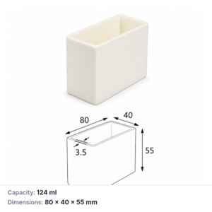 (MQABO194) Rectangular Alumina Boat, 80 × 40 × 55 mm, 124 mL