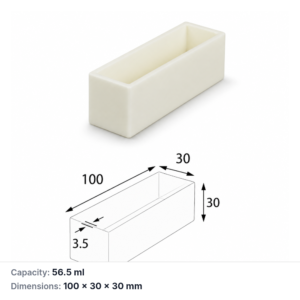 (MQABO195) Rectangular Alumina Boat, 100 × 30 × 30 mm, 56.5 mL