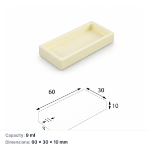 (MQABO196) Rectangular Alumina Boat, 60 × 30 × 10 mm, 9 mL