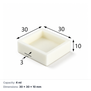 (MQABO199) Square Alumina Boat, 30 × 30 × 10 mm, 4 mL