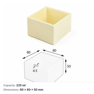(MQABO201) Square Alumina Boat, 80 × 80 × 50 mm, 225 mL