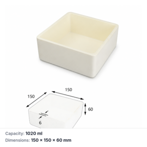 (MQABO206) Square Alumina Boat, 150 × 150 × 60 mm, 1020 mL