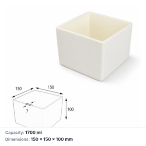 (MQABO207) Square Alumina Boat, 150 × 150 × 100 mm, 1700 mL