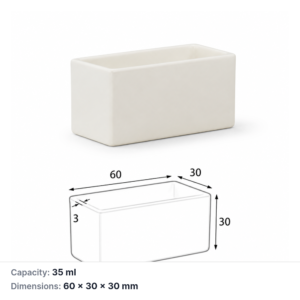 (MQABO210) Rectangular Alumina Boat, 60 × 30 × 30 mm, 35 mL