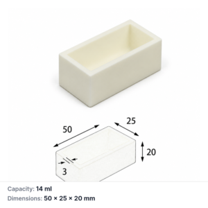 (MQABO211) Rectangular Alumina Boat, 50 × 25 × 20 mm, 14 mL