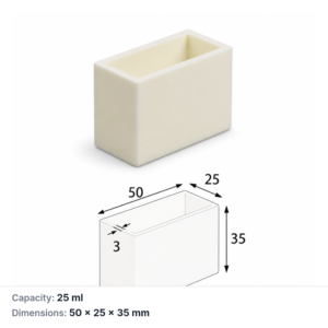 (MQABO214) Rectangular Alumina Boat, 50 × 25 × 35 mm, 25 mL
