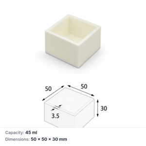 (MQABO216) Square Alumina Boat, 50 × 50 × 30 mm, 45 mL