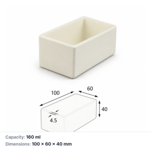 (MQABO217) Rectangular Alumina Boat, 100 × 60 × 40 mm, 160 mL