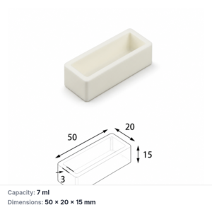 (MQABO220) Rectangular Alumina Boat, 50 × 20 × 15 mm, 7 mL