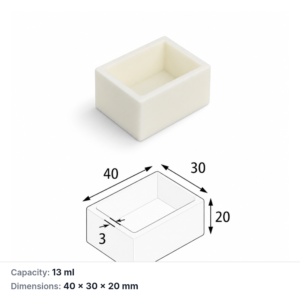 (MQABO223) Rectangular Alumina Boat, 40 × 30 × 20 mm, 13 mL