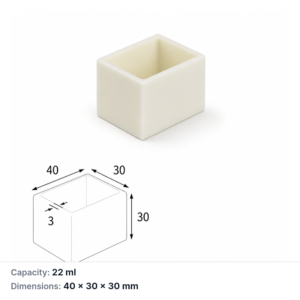 (MQABO224) Rectangular Alumina Boat, 40 × 30 × 30 mm, 22 mL