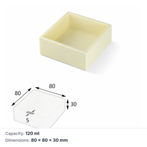 (MQABO229) Square Alumina Boat, 80 × 80 × 30 mm, 120 mL