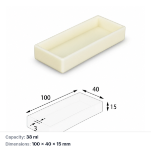(MQABO232) Rectangular Alumina Boat, 100 × 40 × 15 mm, 38 mL