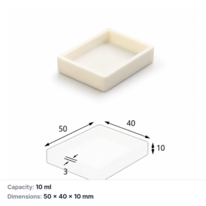 (MQABO237) Rectangular Alumina Boat, 50 × 40 × 10 mm, 10 mL