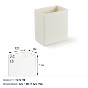 (MQABO239) Rectangular Alumina Boat, 126 × 84 × 126 mm, 1010 mL